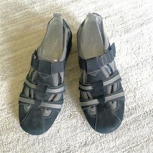 Aerosoles Shoes Womens 9M Comfort Push Pedal Black Gray Leather Vented